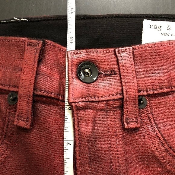 Rag & Bone High Rise Ankle Burgundy Jeans 25 - Picture 6 of 8